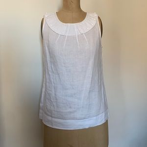 Boden women’s white linen sleeveless top, size US 8.
